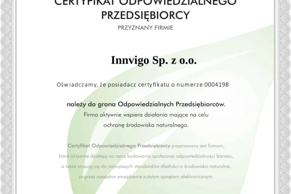 Certyfikat Odpowiedzialnego Przedsiębiorcy